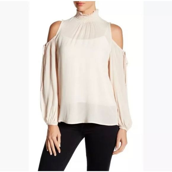 Ro & De Tops - RO & DE Womens Cold Shoulder Blush Top Size Small
